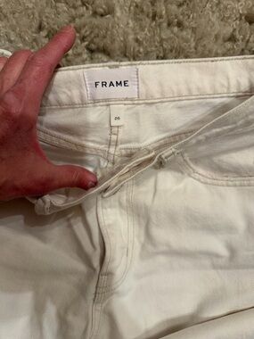 Frame Denim Cream Wide Leg Jeans